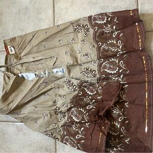 Womens Beige & Brown Floral wrap skirt